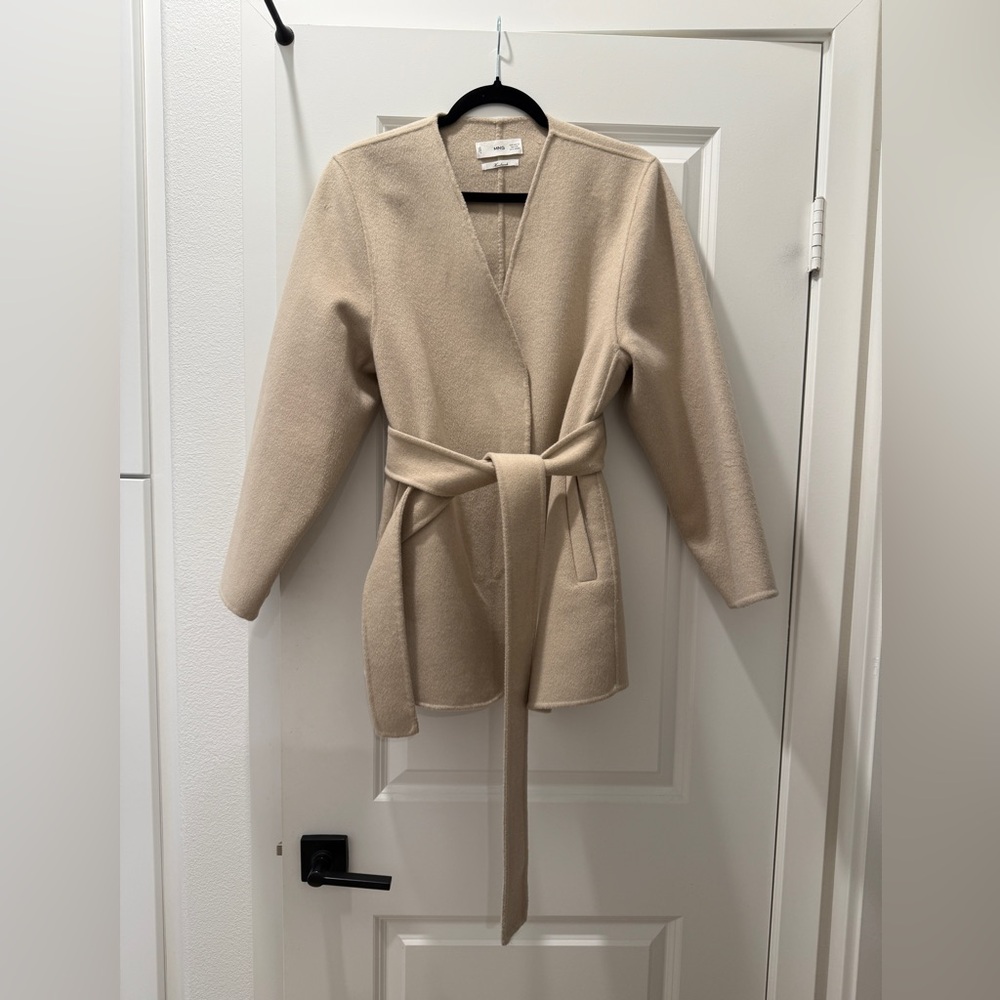 Mango short handmade wool blend wrap coat size XS